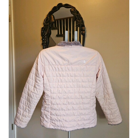 The North Face Mossbud Reversible Softshell Fleece Jacket Girls XL 18 Gray Pink - Picture 8 of 15